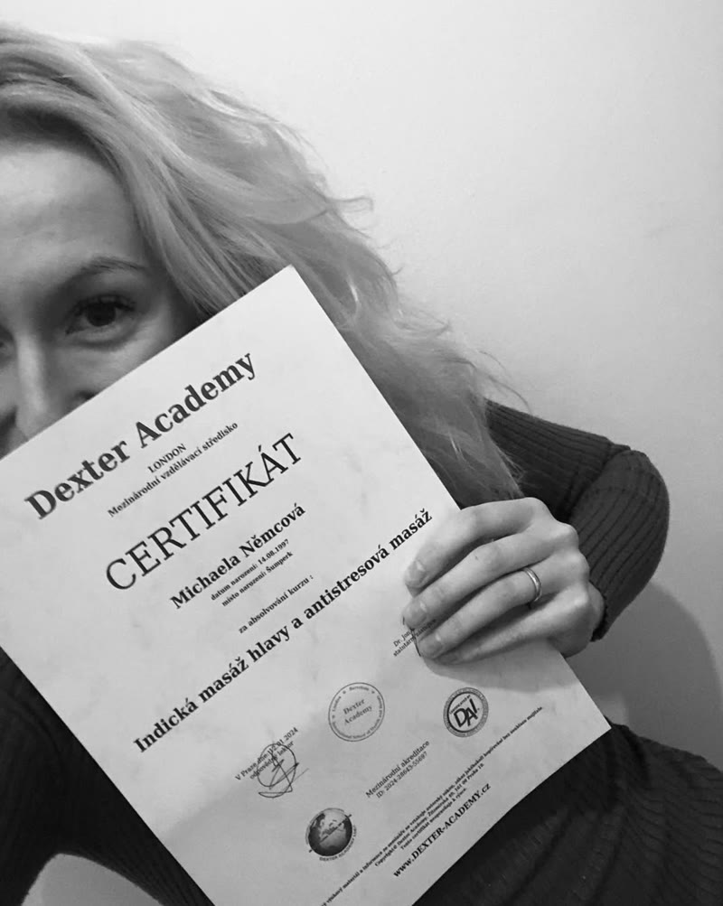 Certifikát Indická masáž hlavy a antistresová masáž